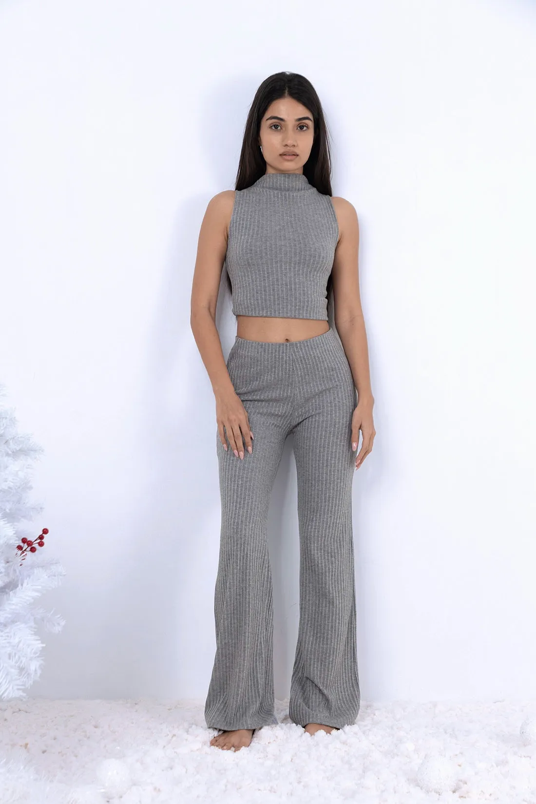 Grey Ribbed Co-ord Set