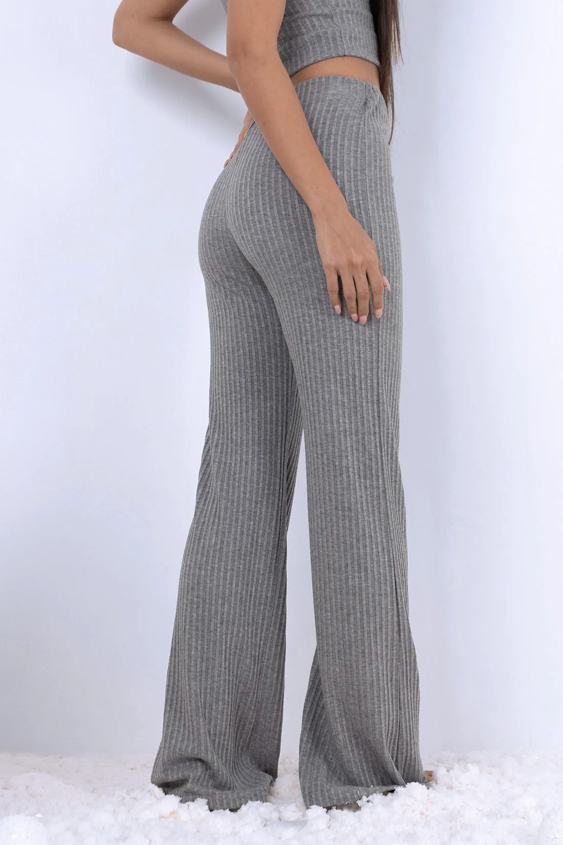 Grey Ribbed Co-ord Set