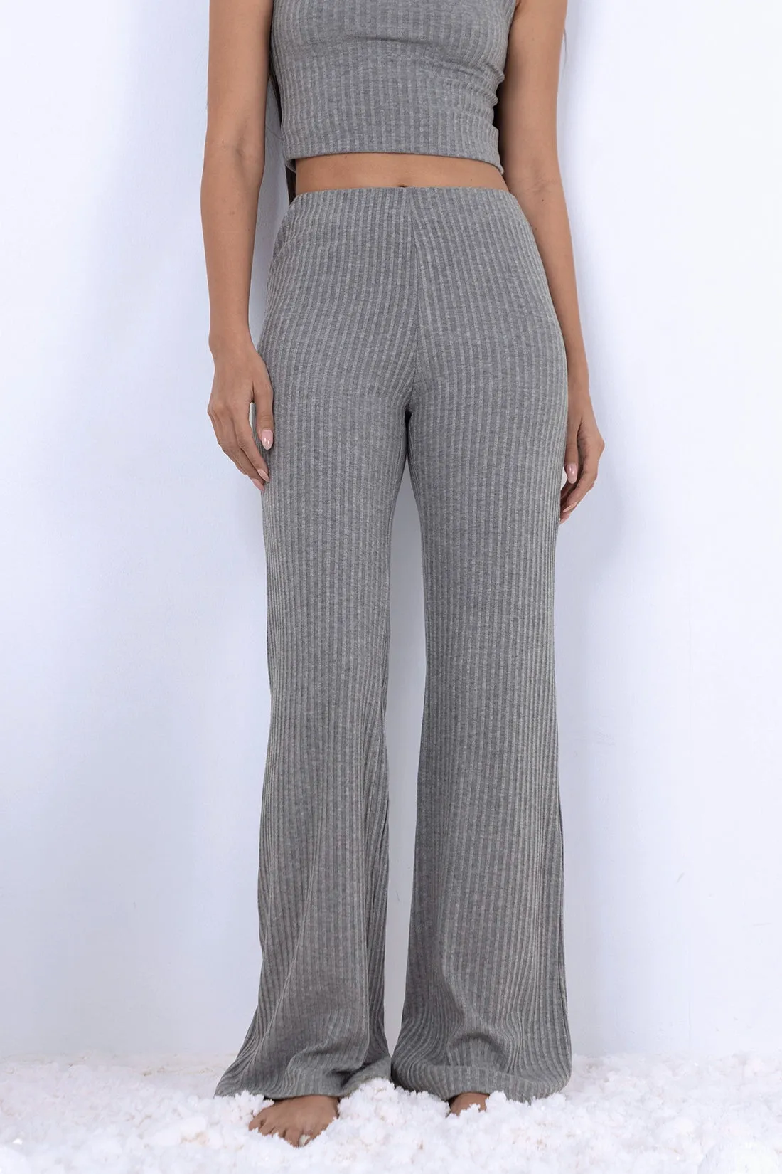 Grey Ribbed Co-ord Set