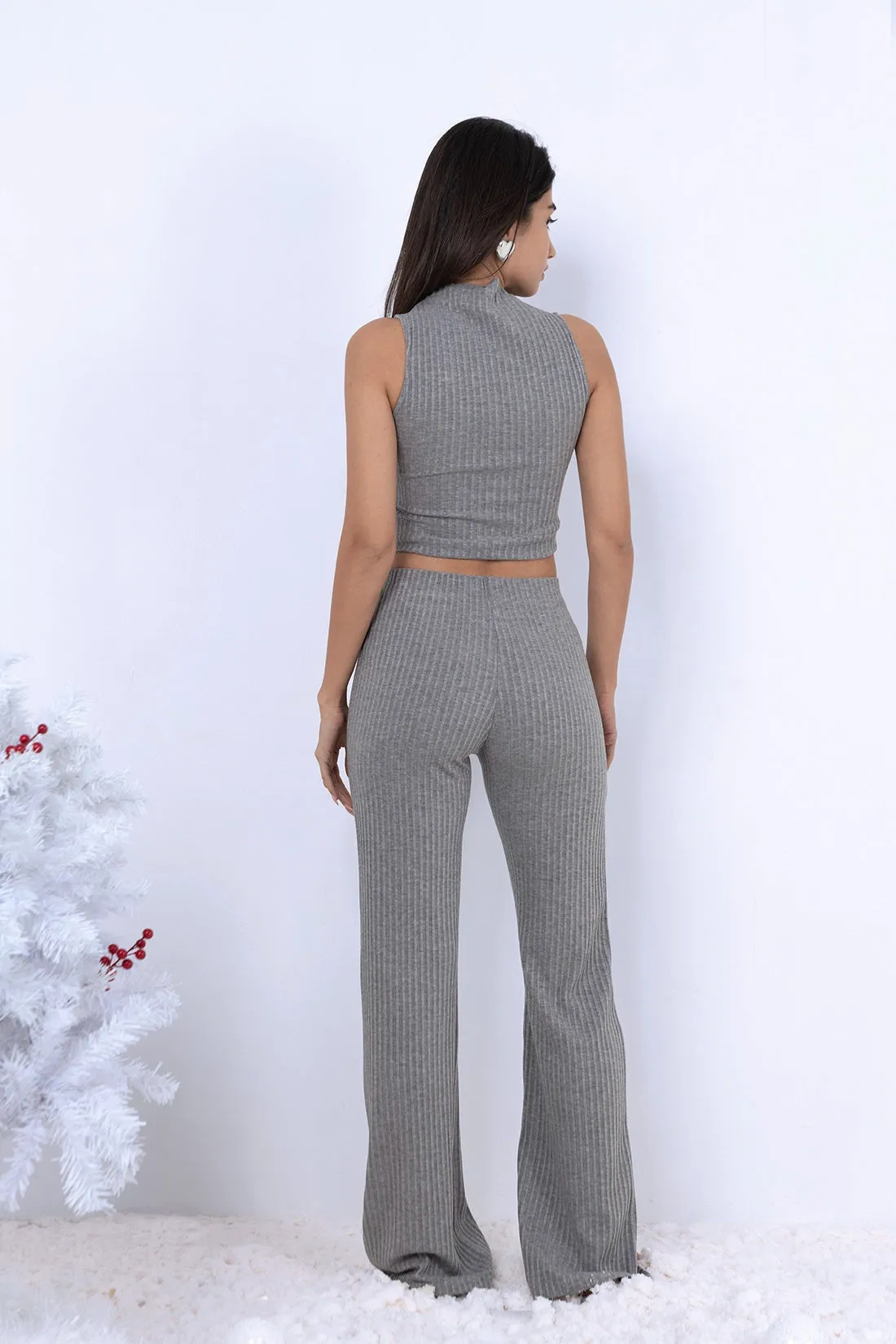 Grey Ribbed Co-ord Set