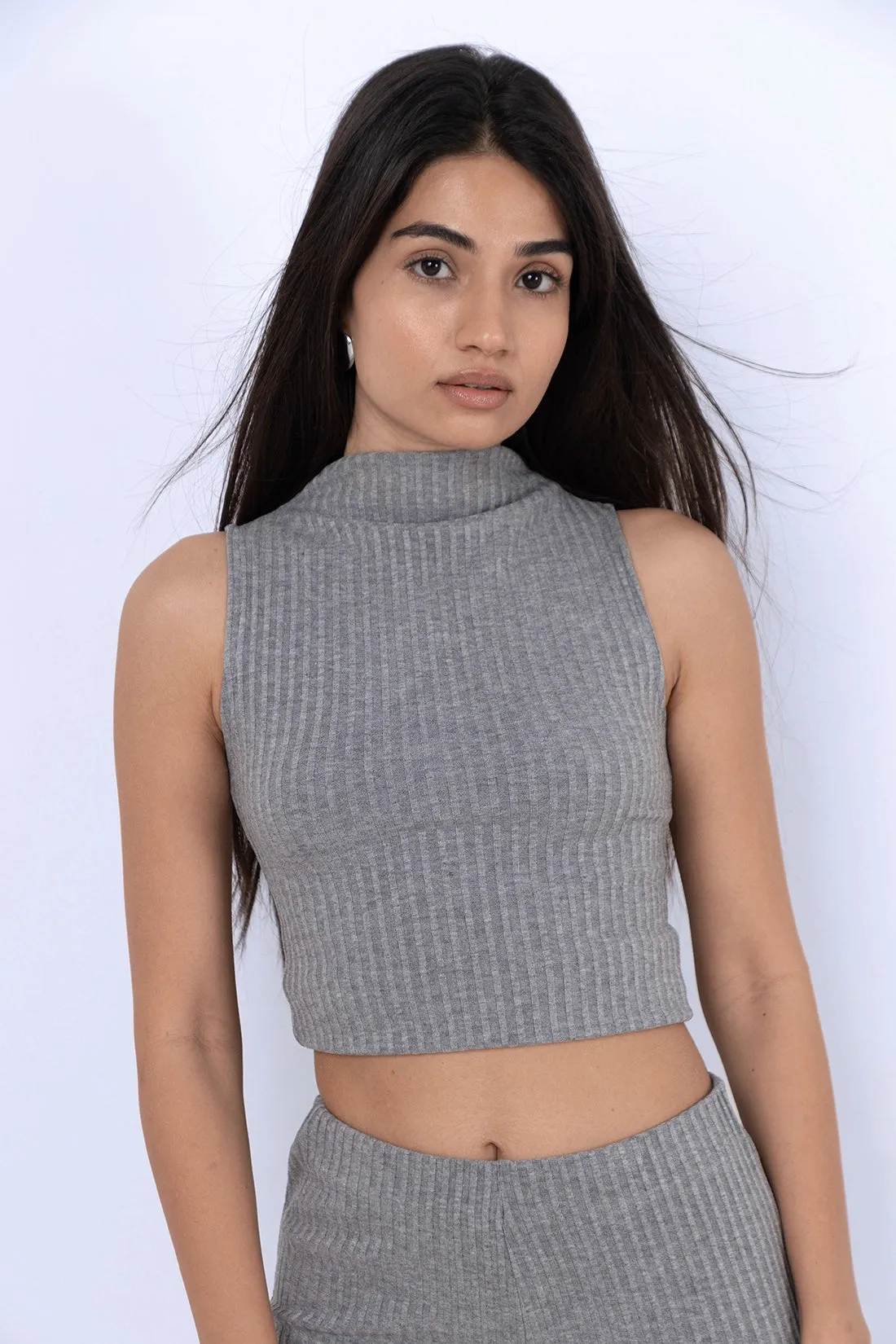 Grey Ribbed Co-ord Set