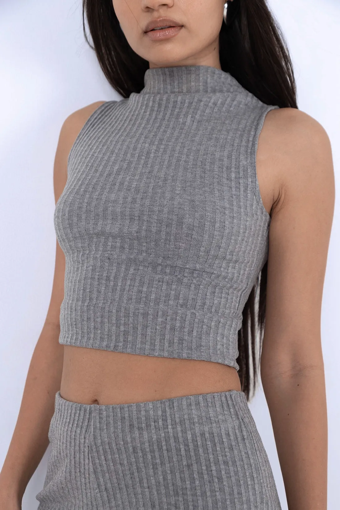 Grey Ribbed Co-ord Set