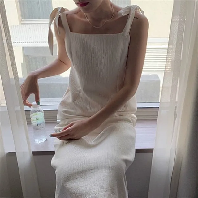 [Korean Style] Baled Minimal Ribbon Dress