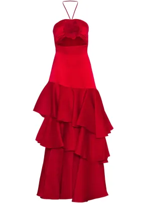 La Rosa Ruffled Silk Gown