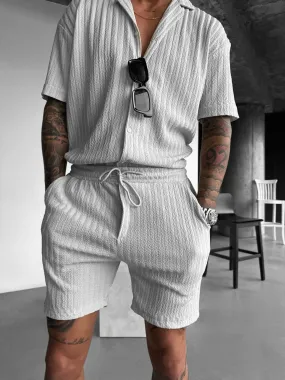 Loose Fit Structured Shorts - Grey