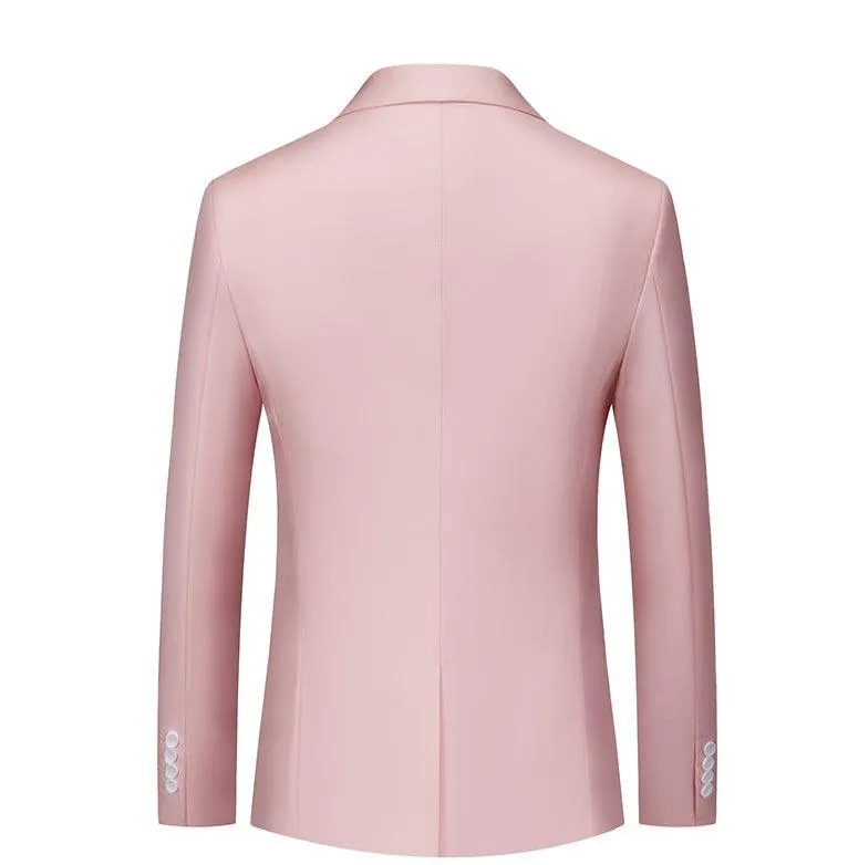 Men Blazer - 1-Button Style Formal Blazer - Pink