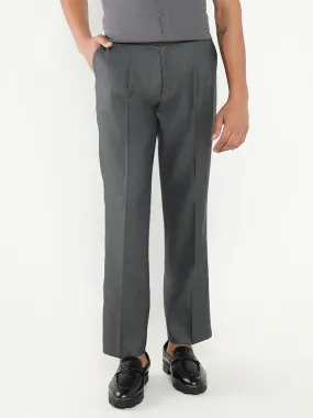 Men Grey Solid Formal Trousers