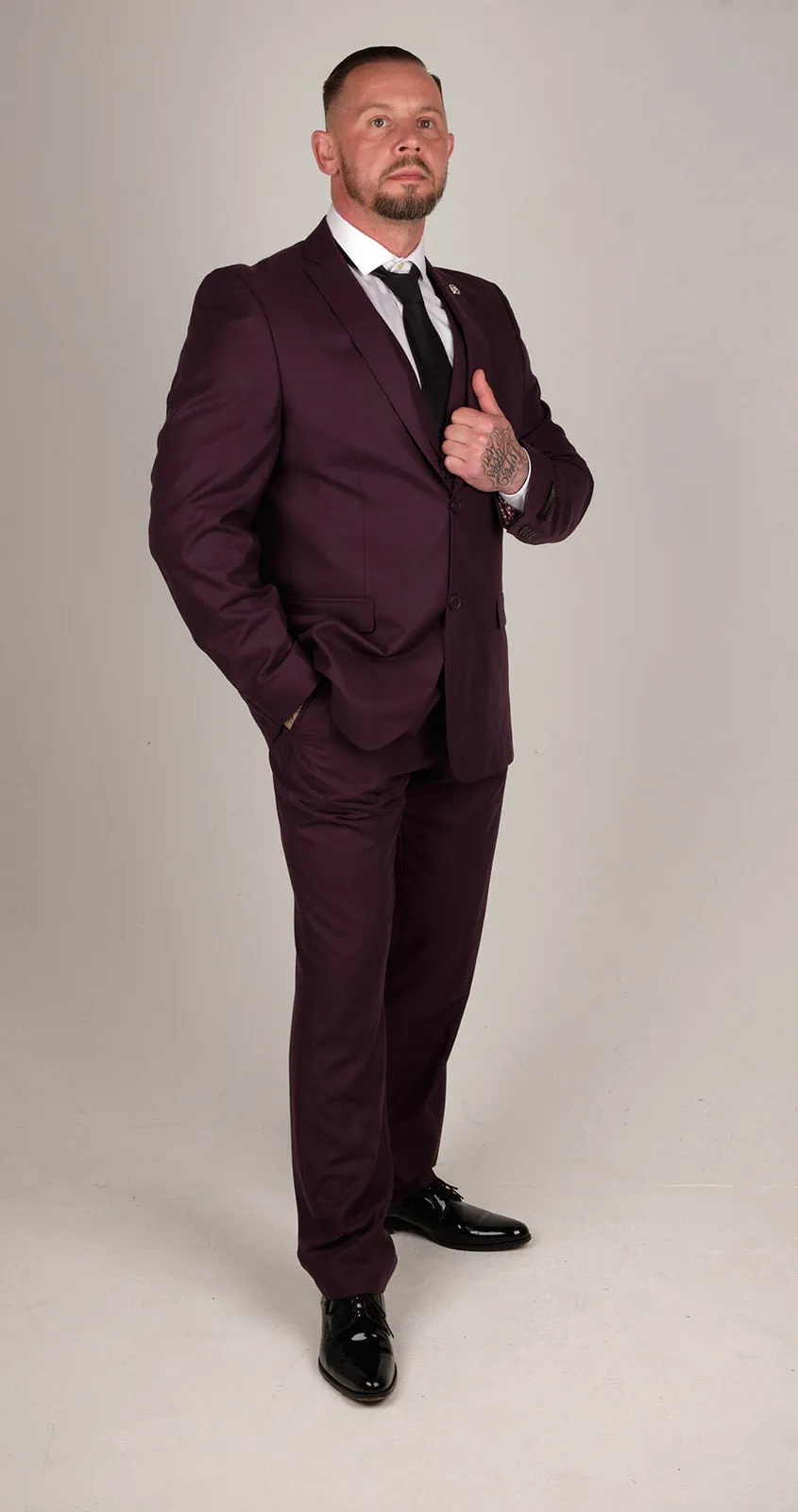 Mens Deep Purple 3 Piece Suit | Wedding Suit | Party Wear | Office Wear