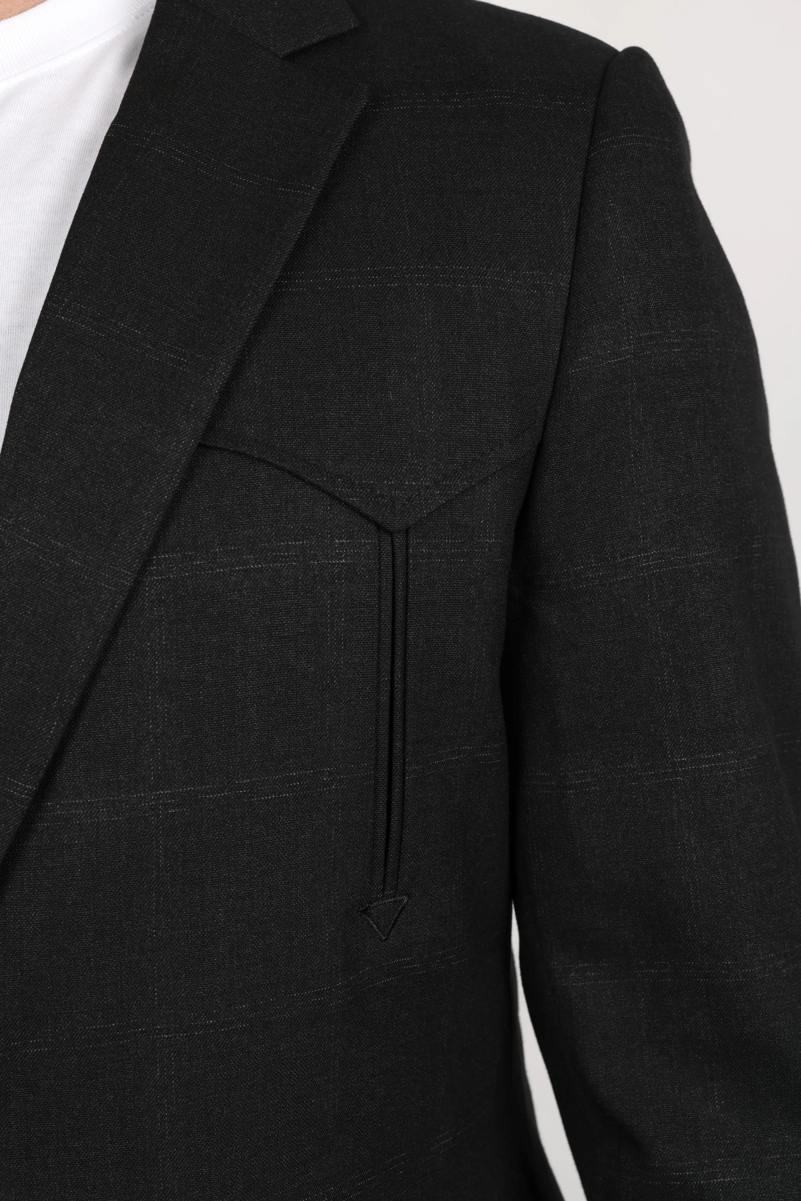 Men's Western Sport Coat with Elbow Patch - Dark Charcoal