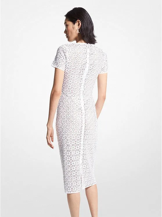 Michael Kors Embellished Laser Cut Scuba Dress, White