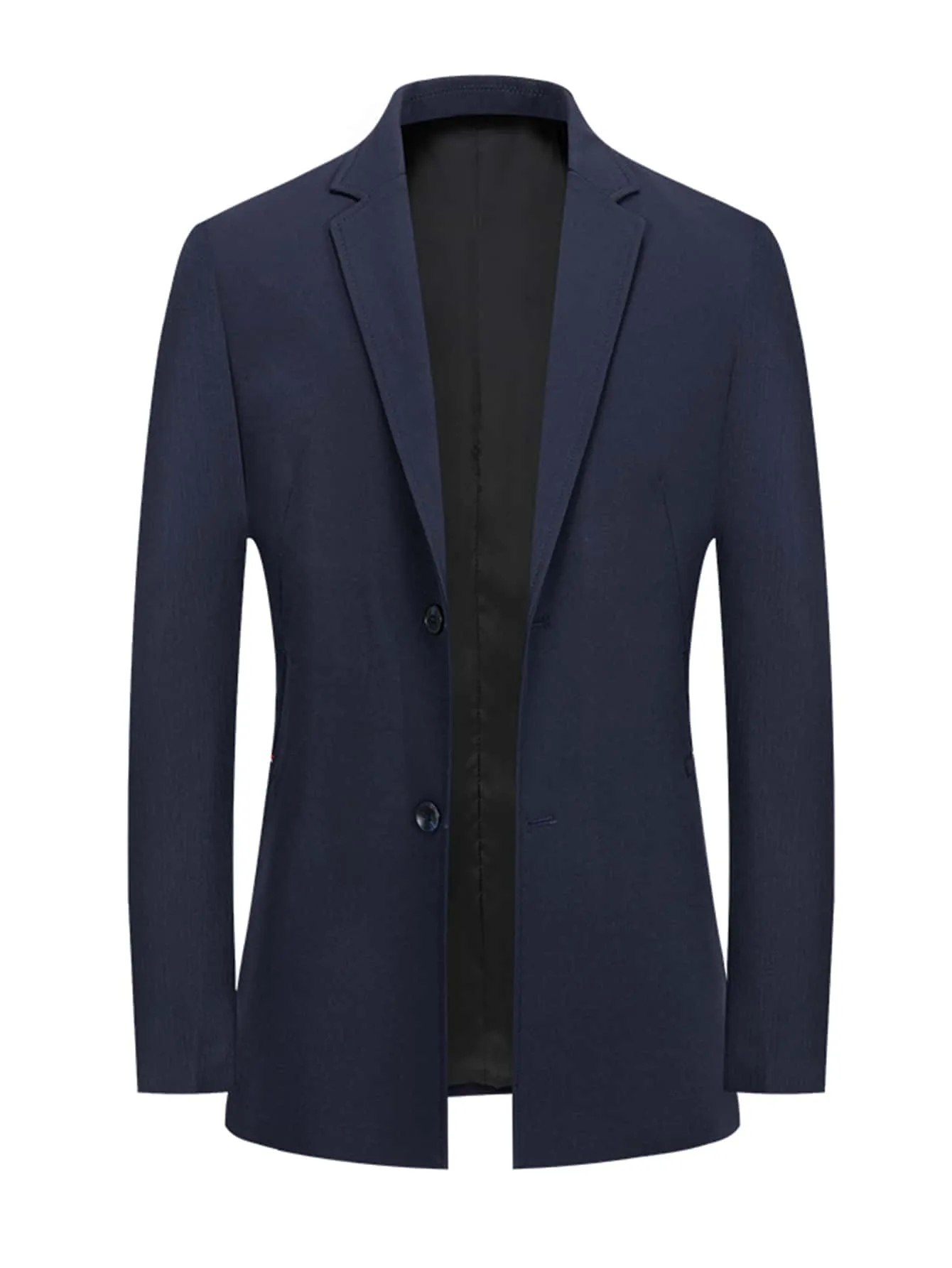 Navy Blue Single Breasted Lapel Neck Blazer