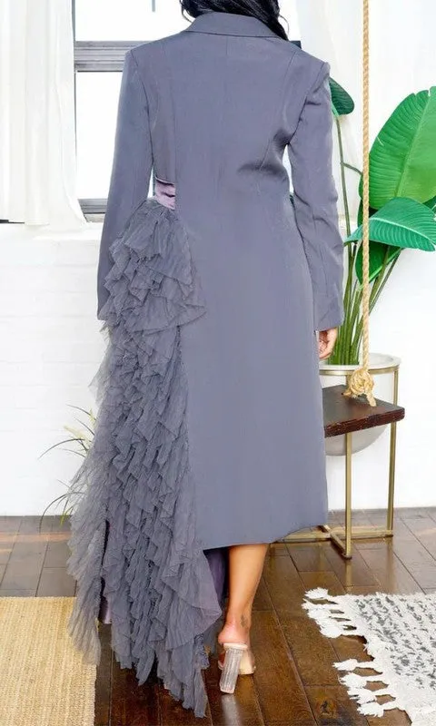 Noir Grey Cascade Tuxedo Gown