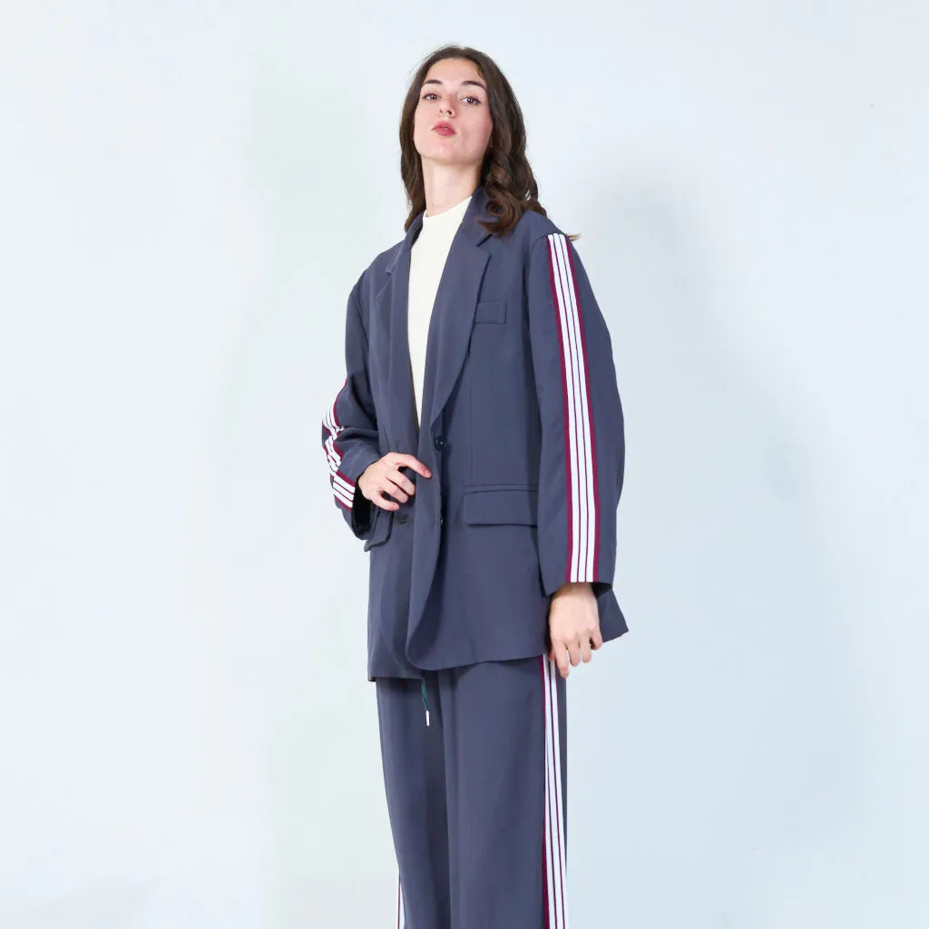 Oversized blazer with sporty stripe detail wholesale