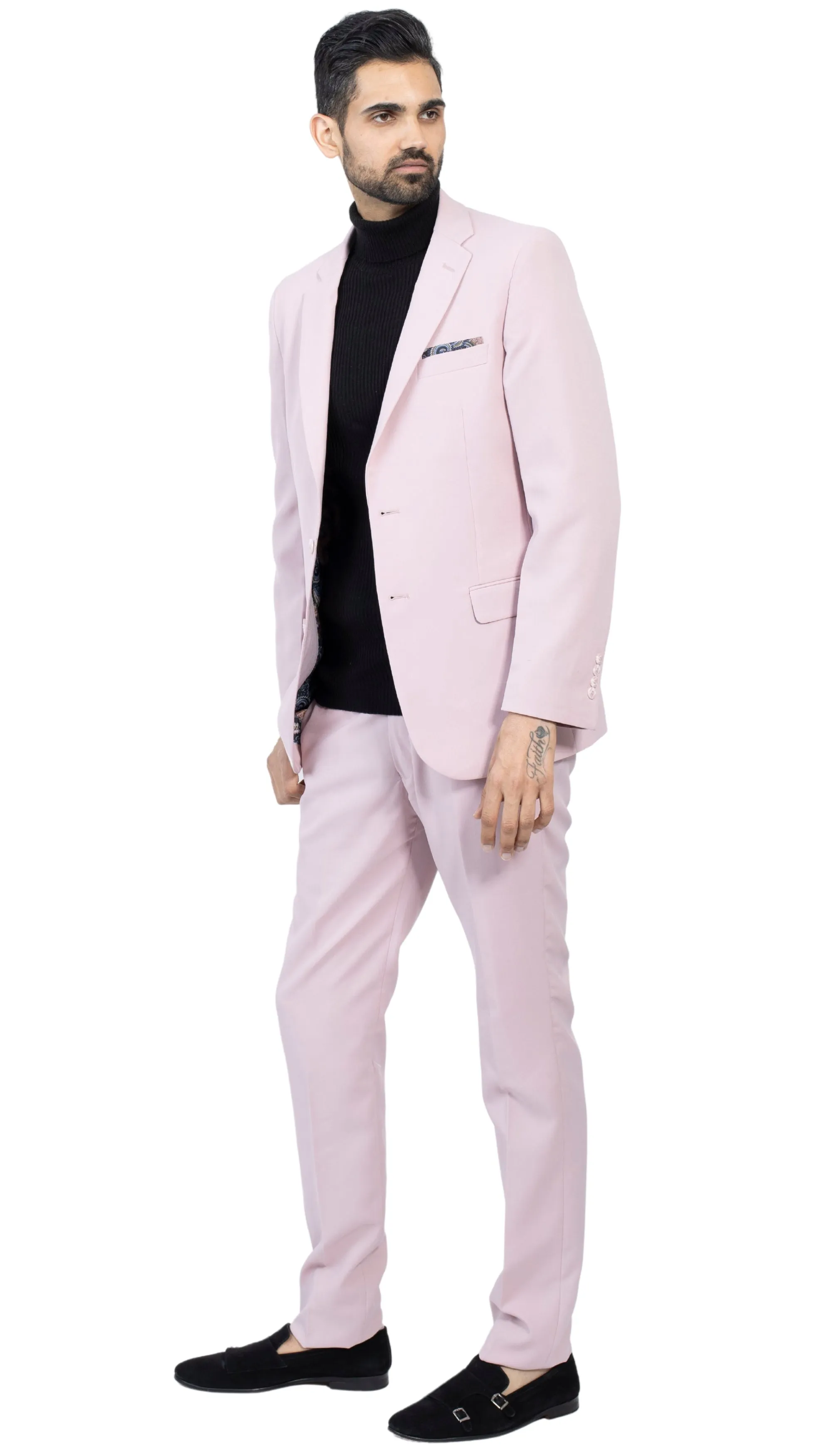 Paul Lorenzo Mens Pale Mauve Slim Fit 2 Piece Suit