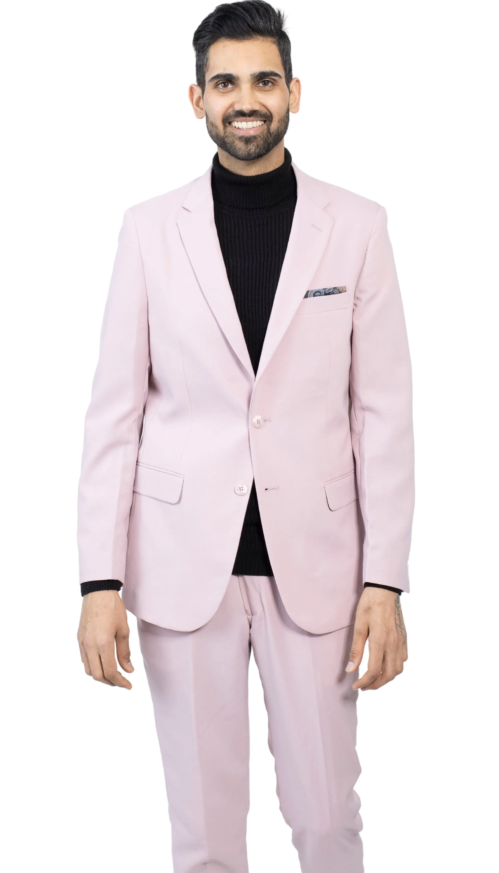 Paul Lorenzo Mens Pale Mauve Slim Fit 2 Piece Suit