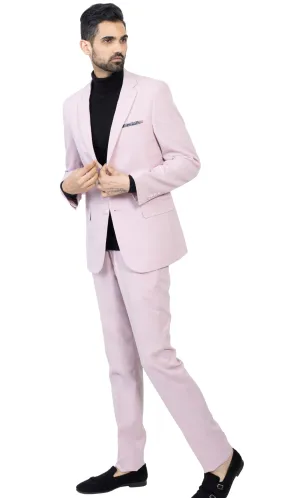 Paul Lorenzo Mens Pale Mauve Slim Fit 2 Piece Suit