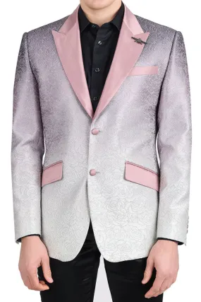 Pink Ombre with Silver Floral Fusion Dazzling Prom Blazer