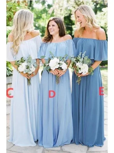 Refined Fall Chiffon Boho Off The Shoulder Long Summer Bridesmaid Dresses