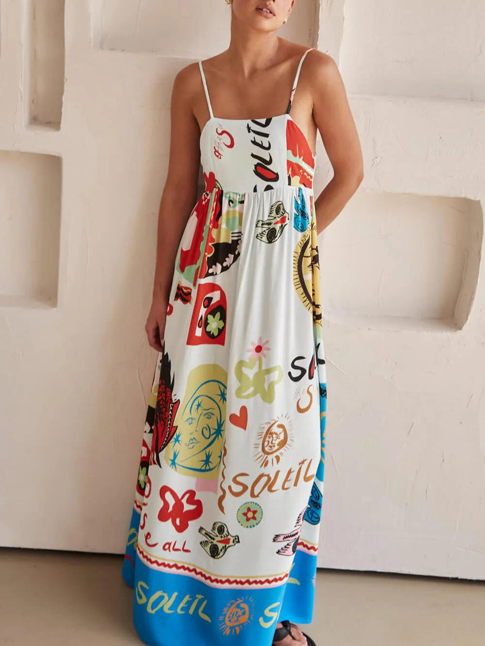 Refined Sensation Satin Unique Print Maxi Dress