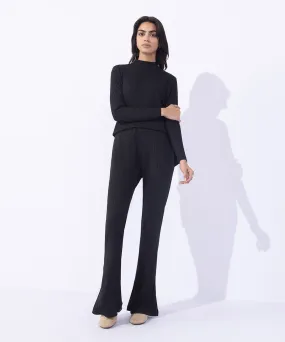 Ribbed Flared Trousers