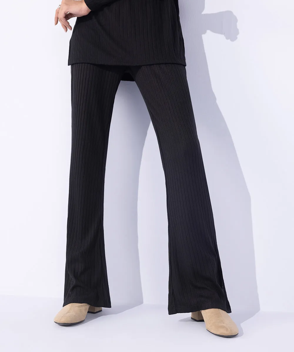 Ribbed Flared Trousers