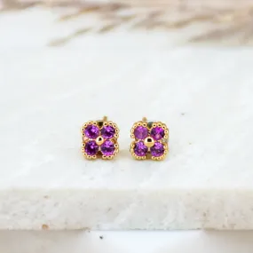 Ruby Flower Tiny Studs