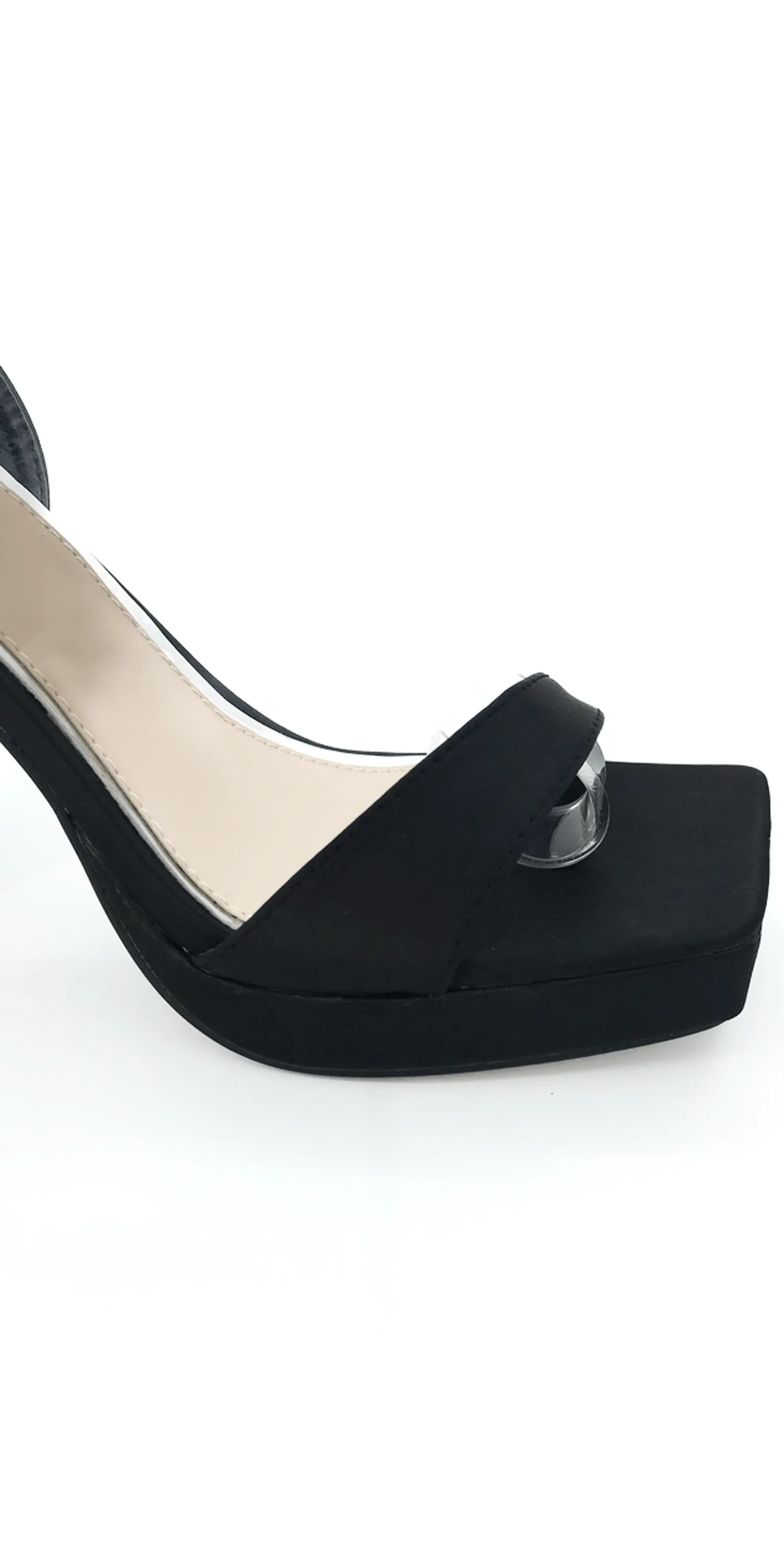 Satin Block Heel Platform Ankle Strap Sandal