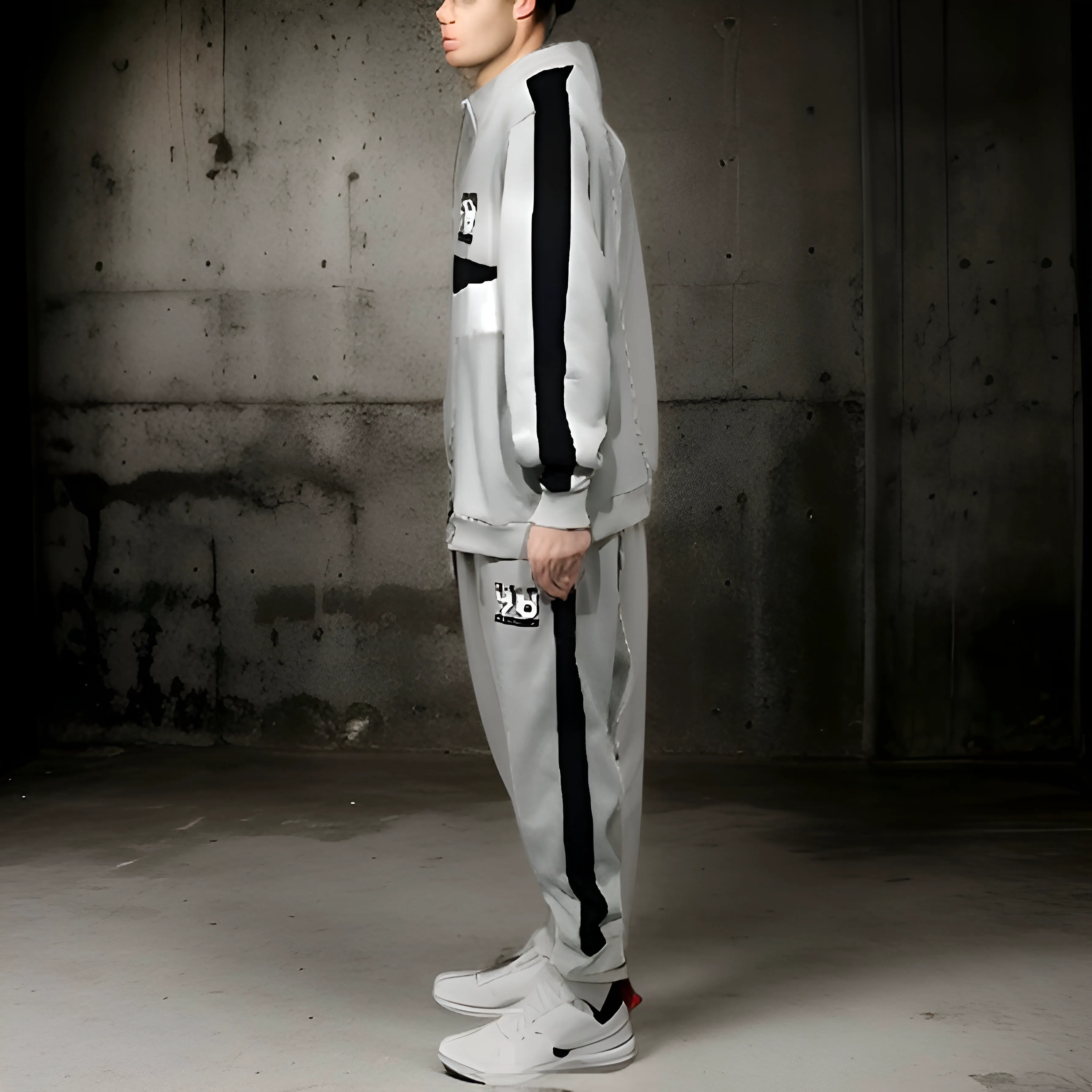 ^SEAN JOHN^ (GREY-MULTI)  POLYESTER COLLARED ZIP UP TRACKSUITS (XB SIZED)