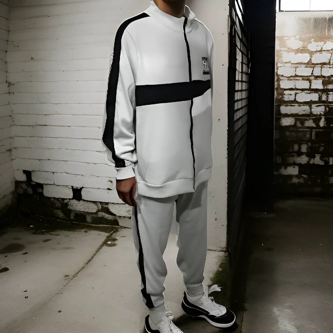 ^SEAN JOHN^ (GREY-MULTI)  POLYESTER COLLARED ZIP UP TRACKSUITS (XB SIZED)