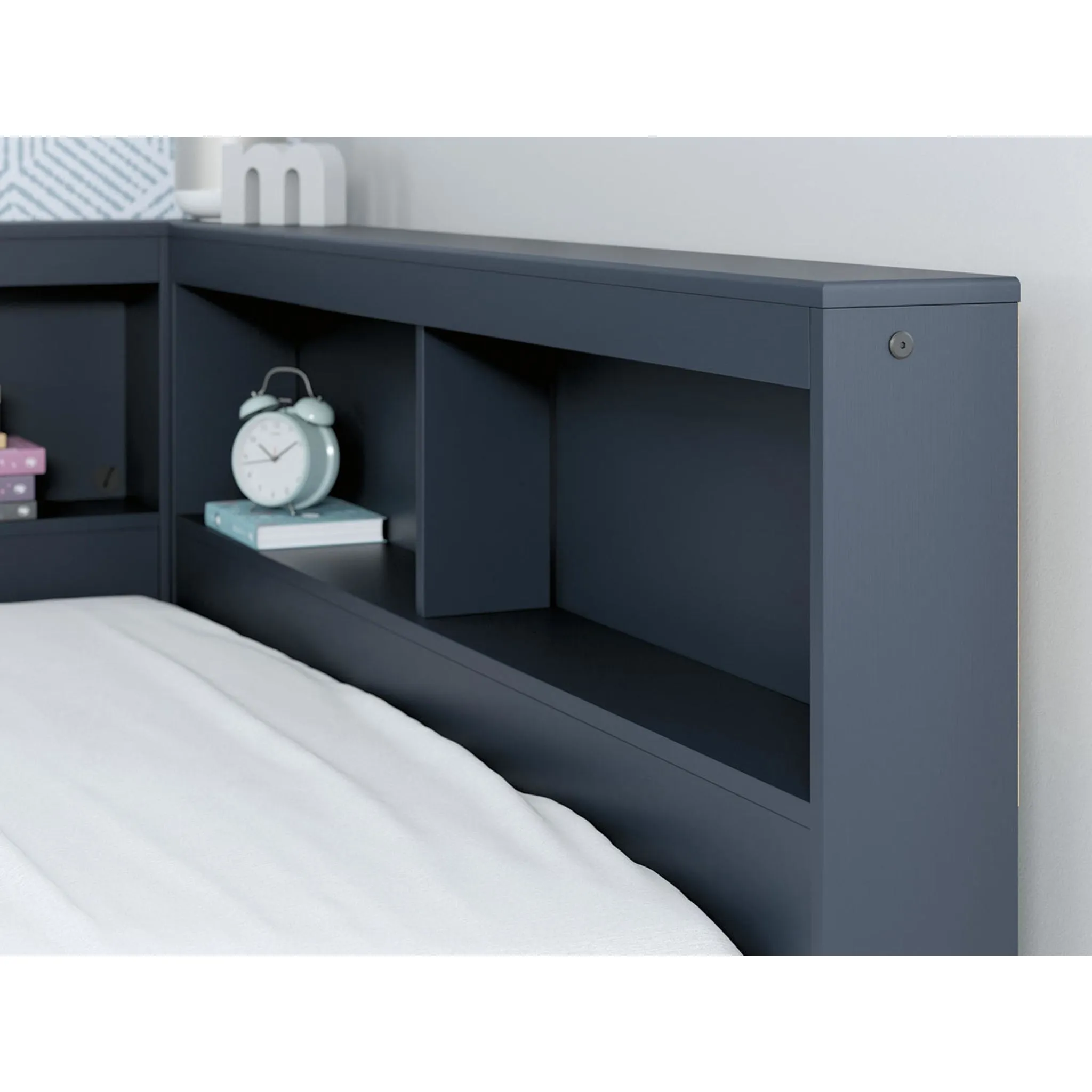 Simmenfort Bookcase Storage Bed - Navy Blue