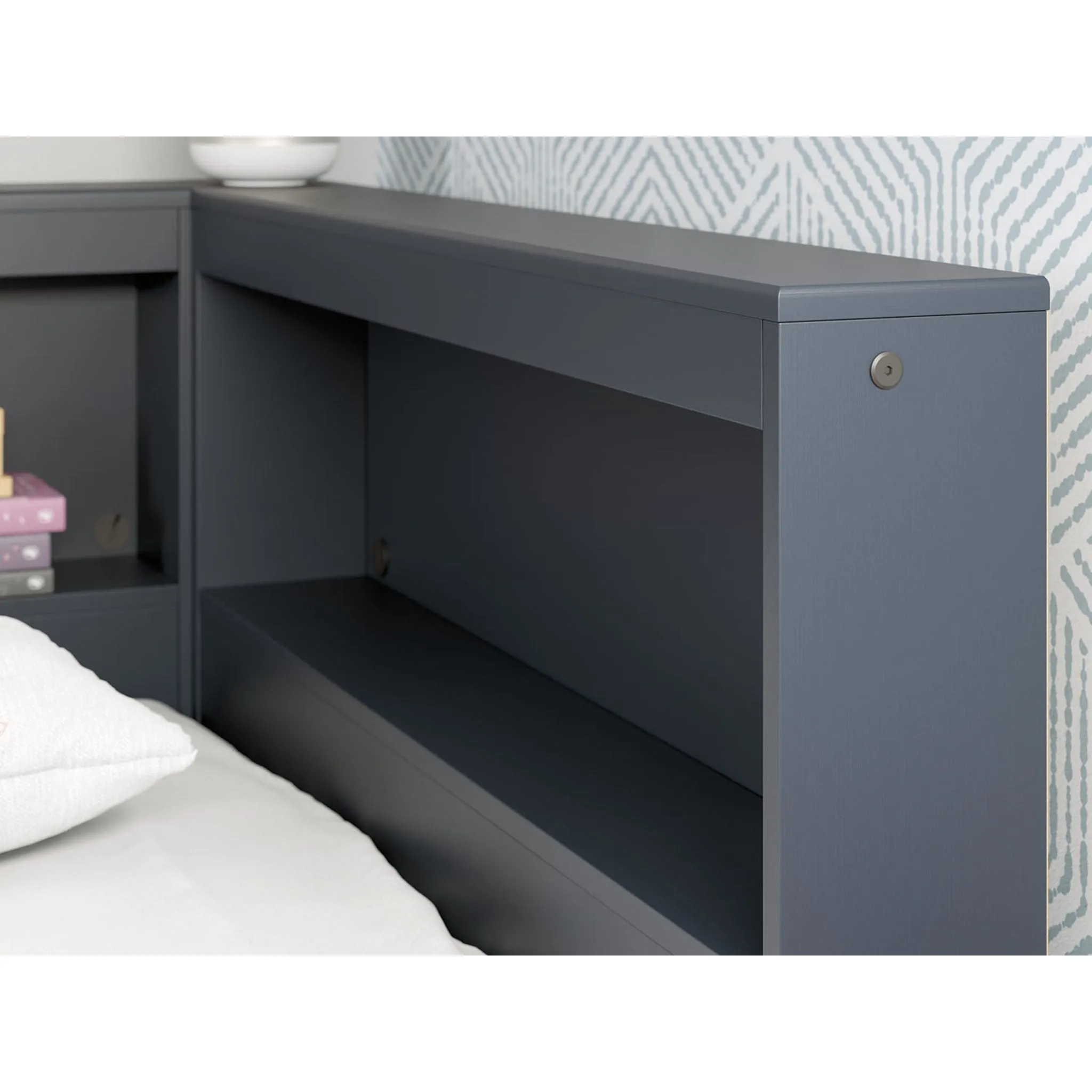 Simmenfort Bookcase Storage Bed - Navy Blue