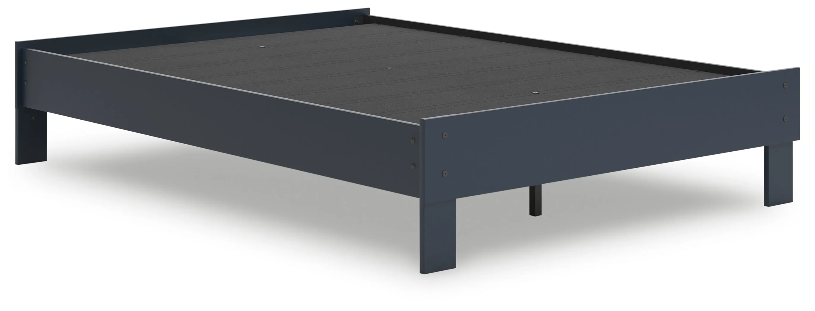 Simmenfort Full Platform Bed with Dresser, Chest and 2 Nightstands in Navy Blue