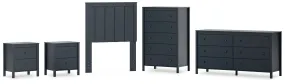 Simmenfort Twin Panel Headboard with Dresser, Chest and 2 Nightstands in Navy Blue