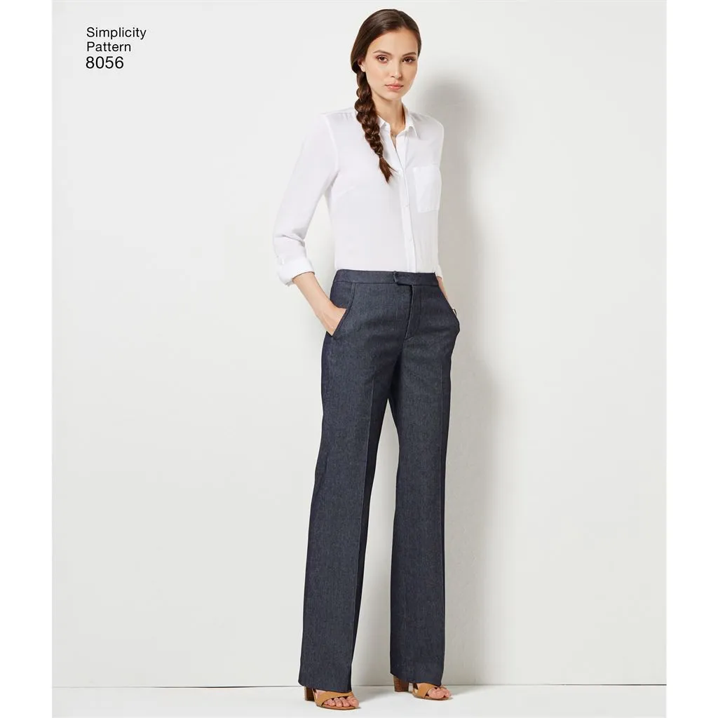 Simplicity Pattern 8056 Amazing Fit Women's and Plus Size Flared Trousers or Shorts