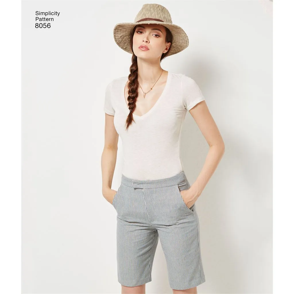 Simplicity Pattern 8056 Amazing Fit Women's and Plus Size Flared Trousers or Shorts