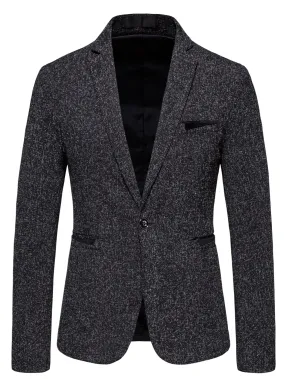 Space Dye Pocket Single Breasted Button Front Blazer