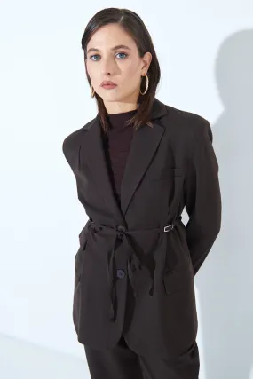 Tailored blazer with adjustable waist belt wholesale