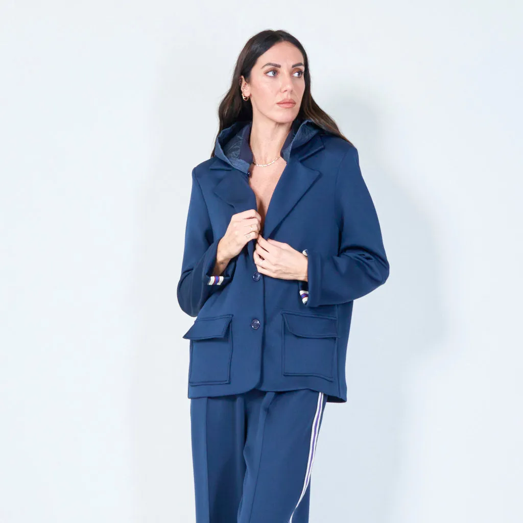 Tailored blazer with detachable hood wholesale