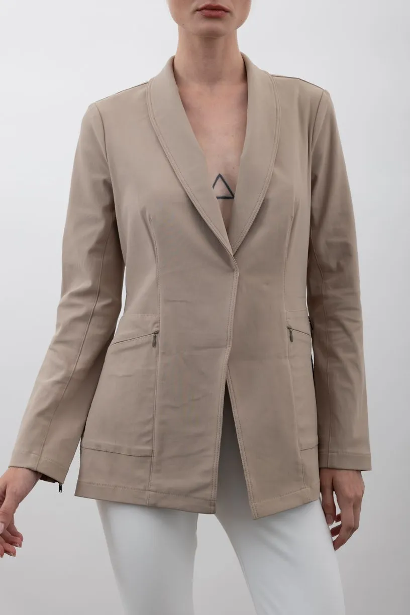 Tech Stretch Shawl Collar Blazer with Utility Pockets - VALBELLA SP24