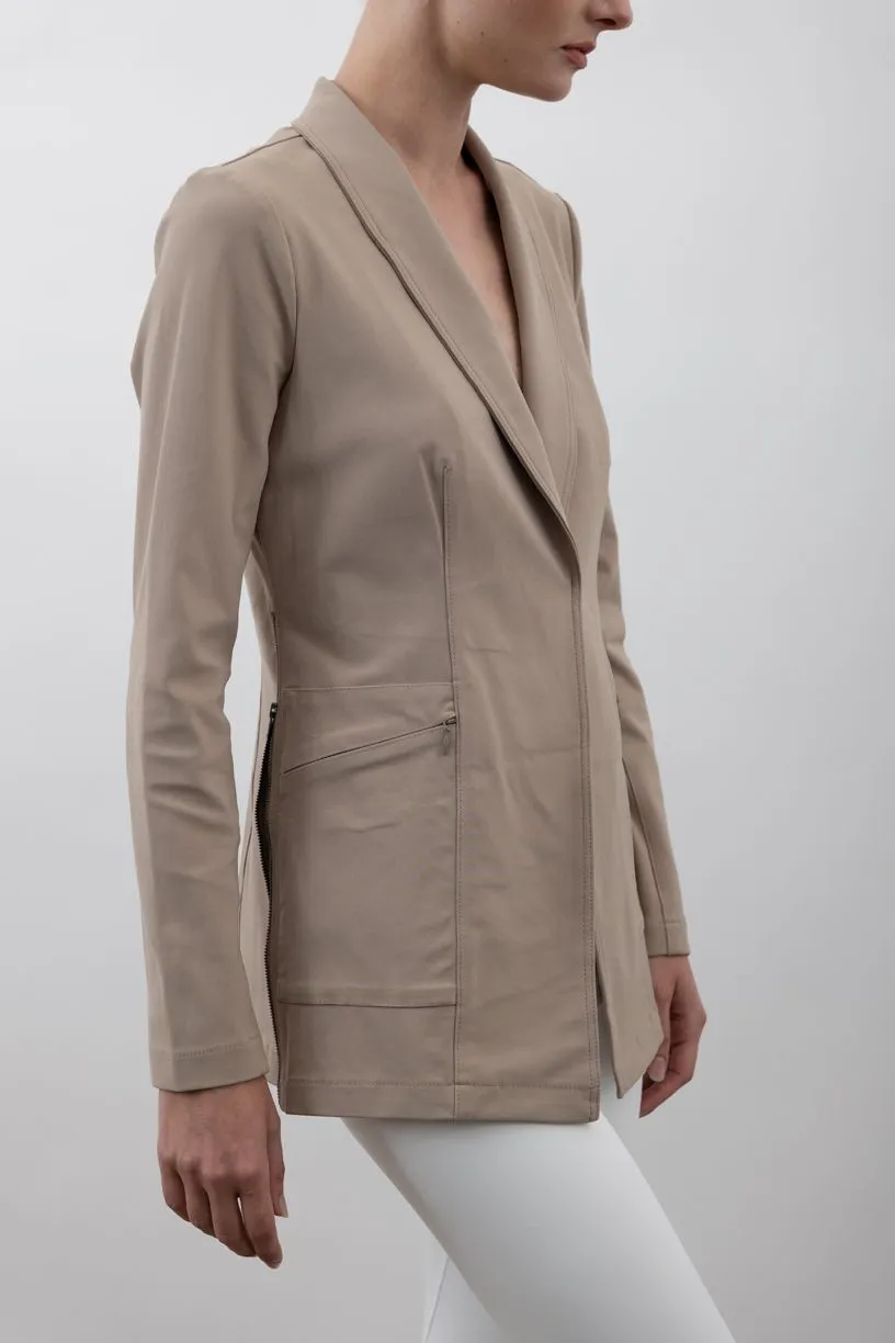 Tech Stretch Shawl Collar Blazer with Utility Pockets - VALBELLA SP24