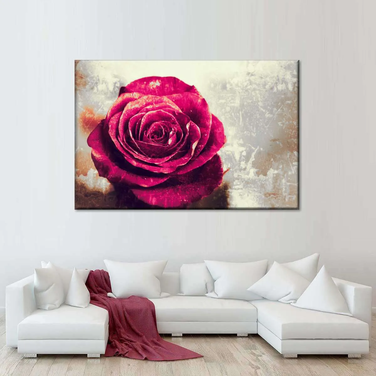 Textured Grunge Rose Wall Art