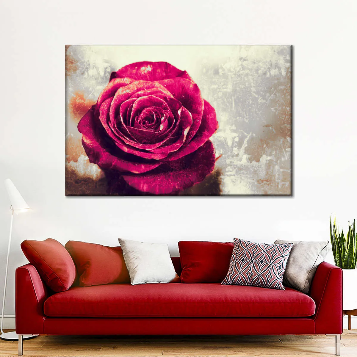 Textured Grunge Rose Wall Art