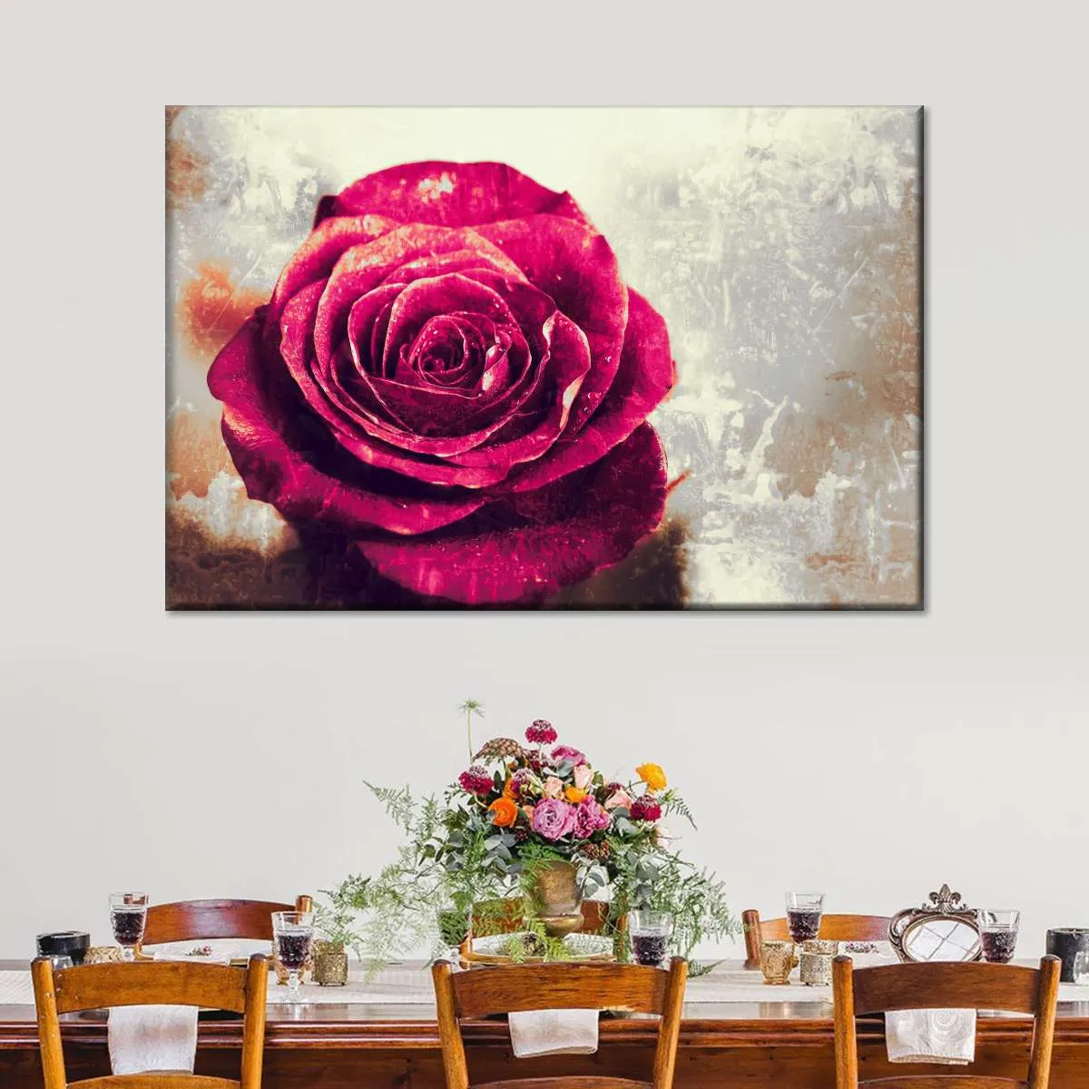 Textured Grunge Rose Wall Art