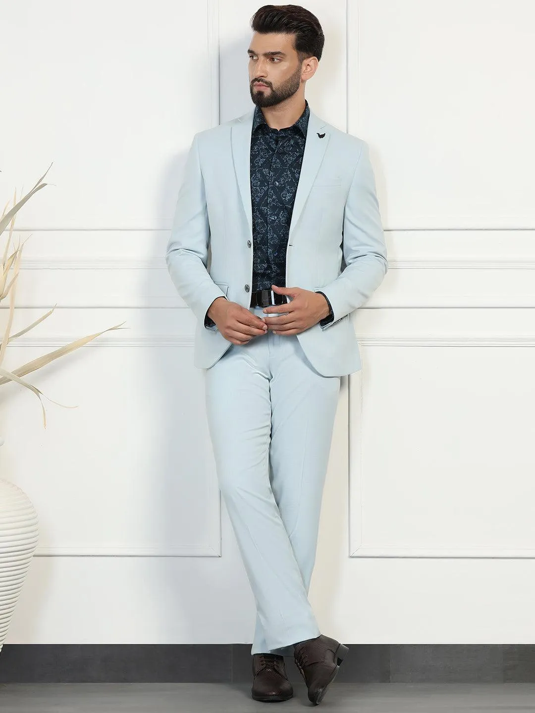 Two Piece Mint Textured Formal Suit - Zanite