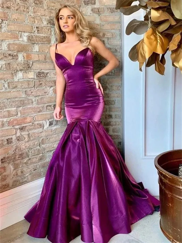 V-neck Mermaid Long Prom Dresses, Affordable Prom Dresses, Newest Prom Dresses